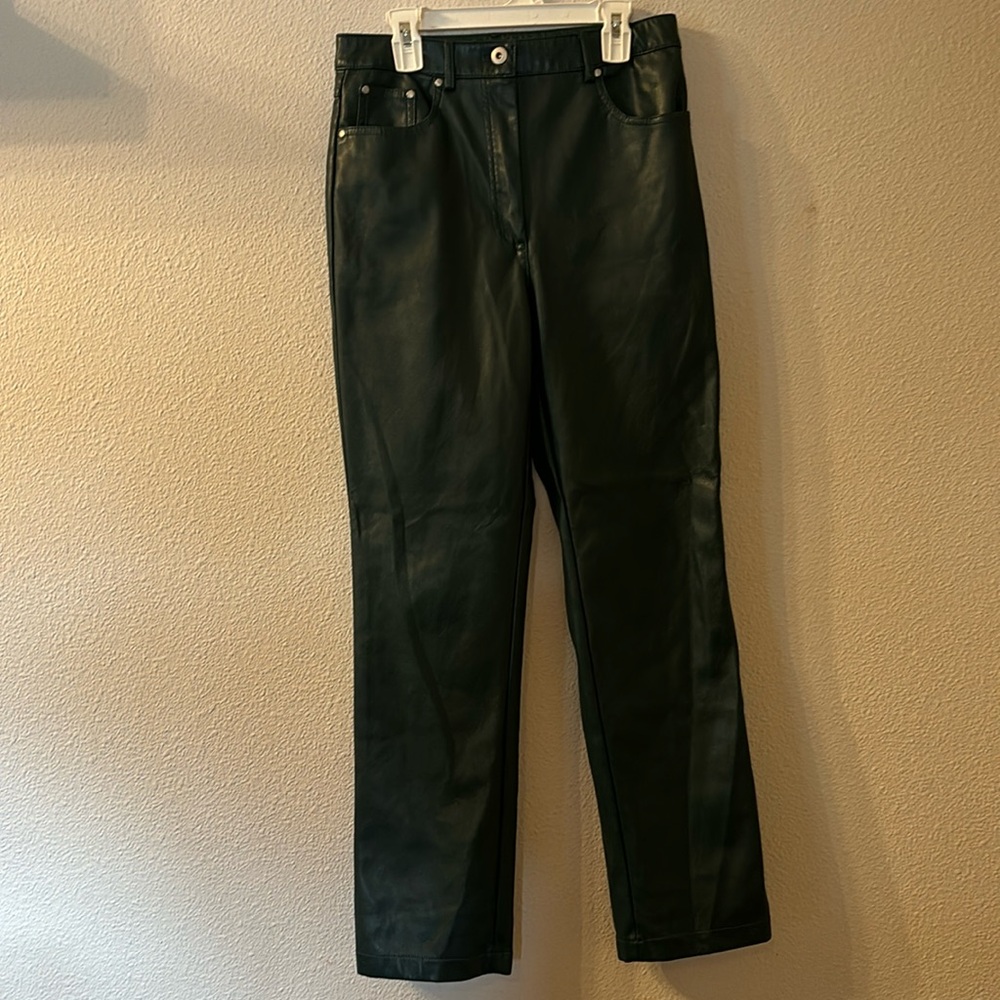7 For All Mankind green faux leather pants size small